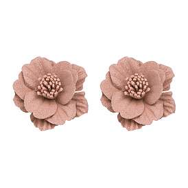 Boucles d'oreilles vintage en tissu floral pour femme - accessoire de bijoux à clous de style rétro