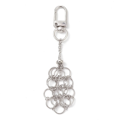 304 Décorations de pendentif de pochette de chaîne de support de pierre vide en acier inoxydable, fermoirs alliage pivotantes