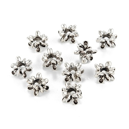 Perles d'alliage européen, style tibétain perles grand trou, fleur