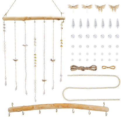 Наборы для самостоятельного изготовления настенных украшений, включая крючок для ветки из коряги, держатель для веток, латунный кулон, цепочка и соединительное кольцо, медный провод, акриловые бусины и звенья