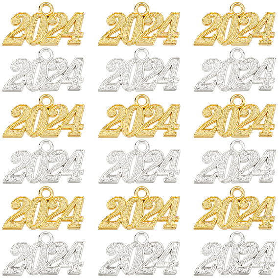 40 шт 2 цвета подвески из сплава, число 2024