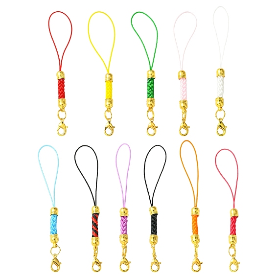 50шт 10 цвета сплав полиэстер мобильные ремни, с железными застежками когтя омара