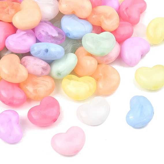 Прозрачные акриловые бусины, сердце, два тона