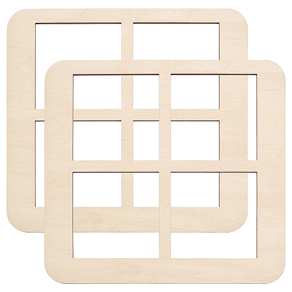 2шт. 4-прорезные подставки под стаканы из фанеры, прямоугольные