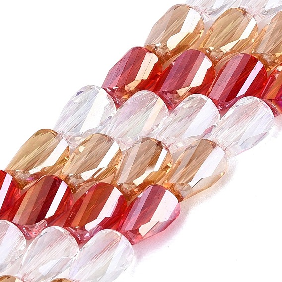 Electroplate Transparent Glass Beads Strands, Twist, Faceted