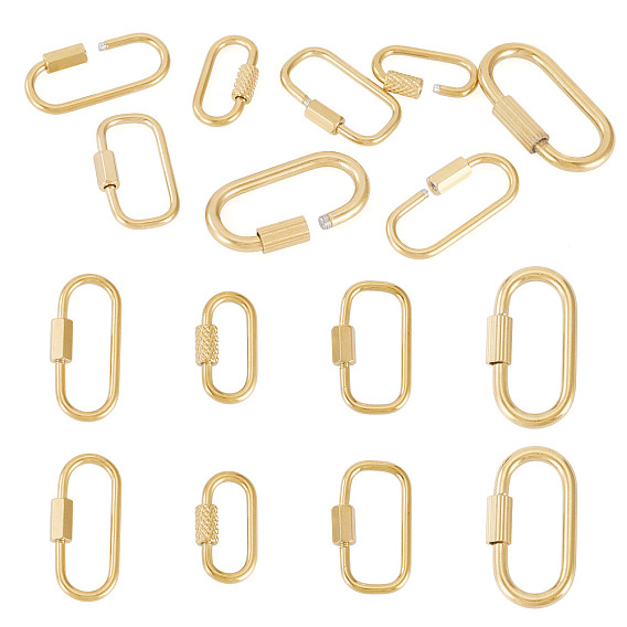 8 шт. 4 варианты исполнения 304 карабин с фиксатором из нержавеющей стали, ионное покрытие (ip), овальные