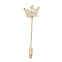 Brass Micro Pave Clear Cubic Zirconia Long Brooch Needle, Lapel Pins, Crown
