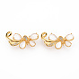 Brass Micro Pave Clear Cubic Zirconia Twister Clasps, with Shell, Nickel Free, Butterfly