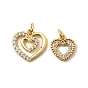 Латунные микро проложить кубического циркония подвески, сердце прелести, без свинца и без кадмия, долговечный, с целью перехода в кольце