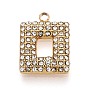 303 подвески из нержавеющей стали, со стразами, прямоугольник амулеты, ионное покрытие (ip), долговечный