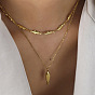 Summer Beach 304 Stainless Steel Fish Pendant Double Layer Necklaces for Women