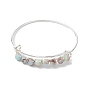 6mm Round Synthetic Aqua Terra Jasper Adjustable Brass Expandable Bangles for Women