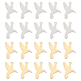 40 шт. 2 цвета 201 подвески из нержавеющей стали, птиц