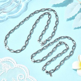 2Pcs 2 Styles 304 Stainless Steel Cross Link Chain Necklaces for Couple