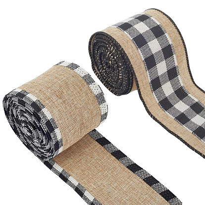 2 рулоны 2 цветная имитация мешковины, шотландка шаблон, для аксессуара одежды