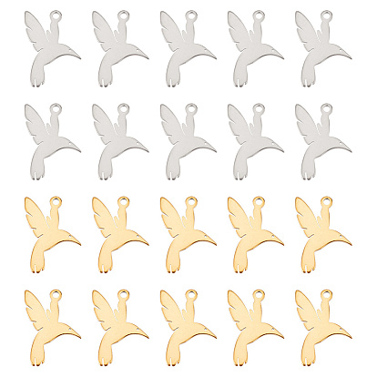 40 шт. 2 цвета 201 подвески из нержавеющей стали, птиц