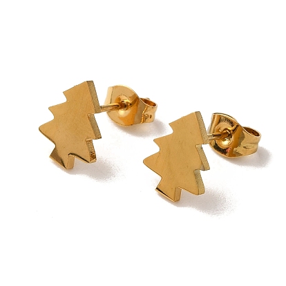 Вакуумное покрытие pvd 304 серьги-гвоздики из нержавеющей стали, рождественская елка