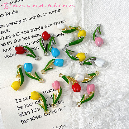 Подвески из эмали и сплава, цветок, платиной и золотом