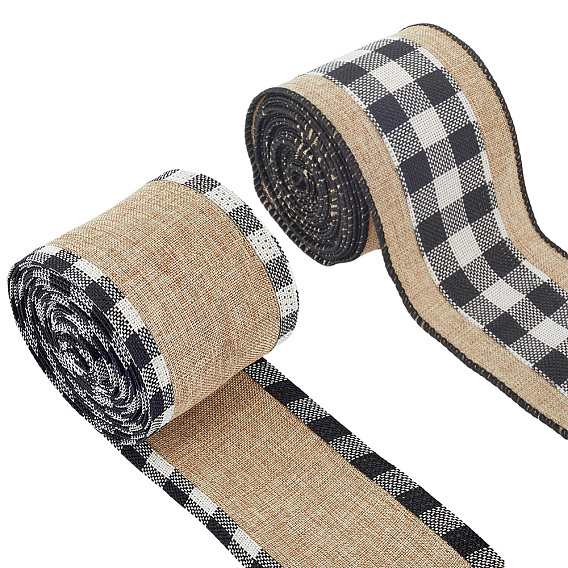 2 рулоны 2 цветная имитация мешковины, шотландка шаблон, для аксессуара одежды