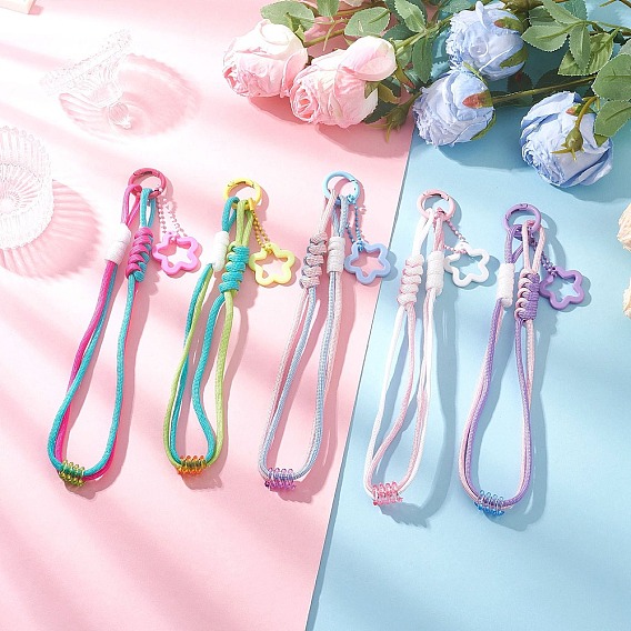 5 шт. полиэстер и спандекс парашютный шнур подвесные украшения, с пружинными кольцами из сплава и подвеской-цветком из акрила