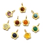 Natural & Synthetic Mixed Stone Pendants, 304 Stainless Steel Flower Charms, Mixed Dyed and Undyed
