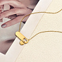 201 Stainless Steel Oval Tag Hollow Heart Bowknot Pendant Necklaces for Women