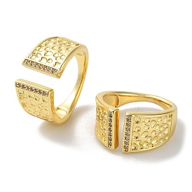 Brass Micro Pave Cubic Zirconia Open Cuff Rings