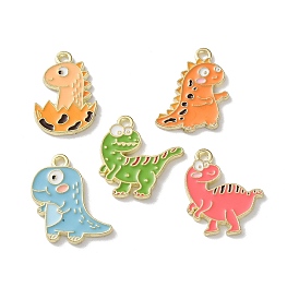 Подвески из эмали и сплава, динозавр, золотые