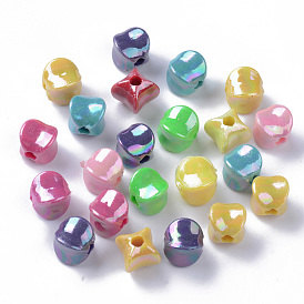 Opaque Acrylic Beads, AB Color Plated, Cube