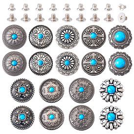 9 декоративные заклепки из сплава, с имитацией бирюзы из смолы и винтами, для кошелька, , украшение кожаных ремесел