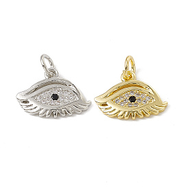 Brass Micro Pave Cubic Zirconia Charms, with Jump Ring, Eye Charm