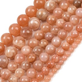 Натуральный Sunstone бисер пряди, круглые