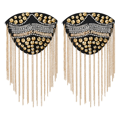 2шт. железный модный эполет с кисточками, значок на плече, на основе из шерстяного фетра