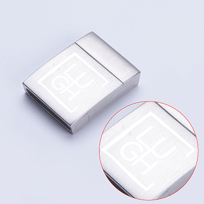 304 fermoirs magnétiques en acier inoxydable avec extrémités à coller, givré, Rectangle avec logo