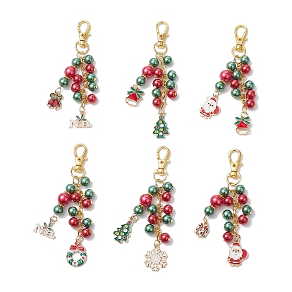6 шт. рождественские украшения из эмалевого сплава, с застежками из стекла и сплава, разнообразные