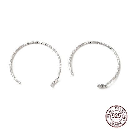 925 Sterling Silver Earring Hooks, Twisted Ear Wire, with Open Loop