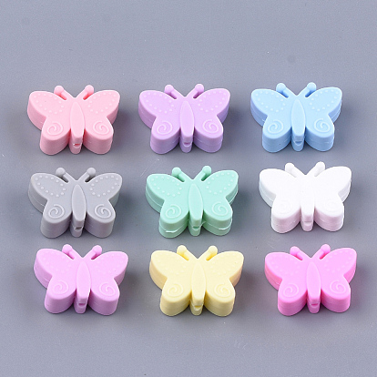 Food Grade Eco-Friendly Silicone Focal Beads, Chewing Beads For Teethers, DIY Nursing Necklaces Making, Butterfly