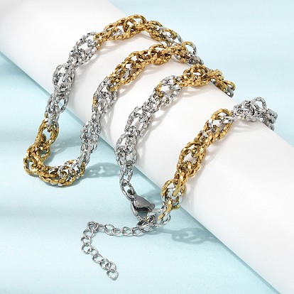 6MM Duo Tone 304 Stainless Steel Textured Rope Chain Necklaces