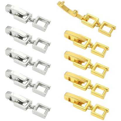 10pcs 2 couleurs fermoirs déployants en laiton, Bracelet, extension de bijoux de collier