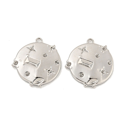 304 Stainless Steel Pendant Rhinestone Settings, Flat Round