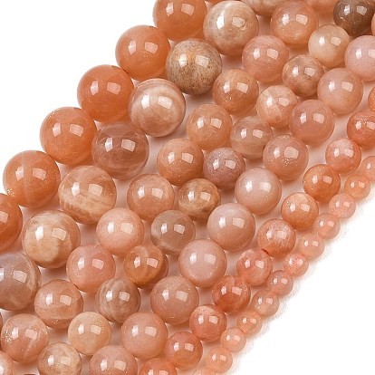 Натуральный Sunstone бисер пряди, круглые