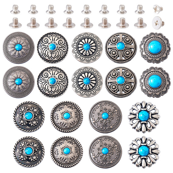 9 декоративные заклепки из сплава, с имитацией бирюзы из смолы и винтами, для кошелька, , украшение кожаных ремесел