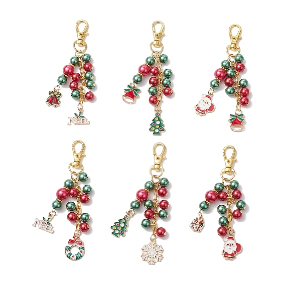6 шт. рождественские украшения из эмалевого сплава, с застежками из стекла и сплава, разнообразные