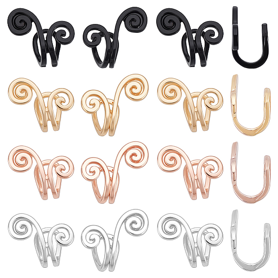 8 пары 4 цвета, серьги-манжеты из сплава, цветок