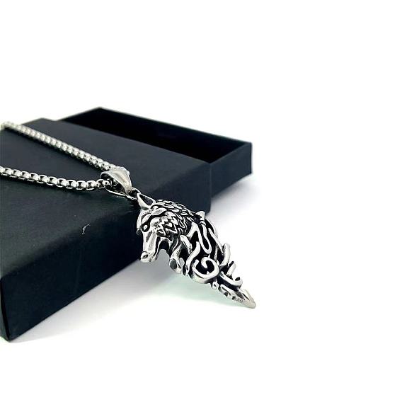 Скандинавский викинг волчья голова кулон из нержавеющей стали ожерелья для мужчин и женщин