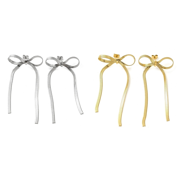 Женские серьги-гвоздики с бантом 304 из нержавеющей стали