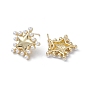 Long-Lasting Plated Brass Stud Earrings with Plastic Pearl for Women, Lead Free & Cadmium Free, Star