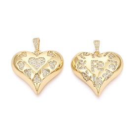Латунные микропаве прозрачные подвески с фианитом, сердце прелести