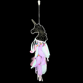 Feather Unicron Pendant Decorations, with Iron Findings, Wind Chime for Home Decoration