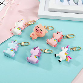 Cute Unicorn and Pig Resin Animal Keychain for Bag Pendant